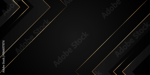 Modern black luxury background with golden line. Presentation black design vector templates. Luxury and elegant. Premium style direction design for poster, cover, print, artwork. Vector illustration. 