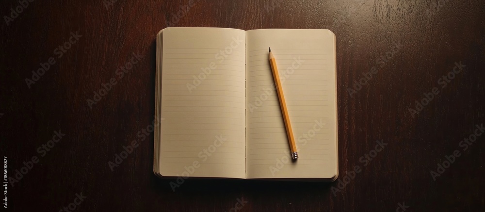 custom made wallpaper toronto digitalOpen Notebook with Pencil on Dark Wooden Surface Ideal for Writing