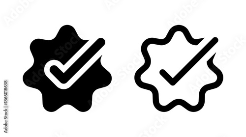 Tick and verified account badge icon. Checklist sign. Checkmark symbol