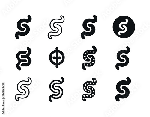 Microorganism Logo Variations. Microorganism. Icon set. Set Logo of Microorganism: spiral bacterium. harmonious logo variations of the same emblematic concept,