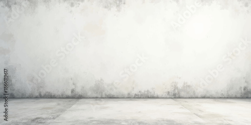 An abstract grunge background featuring a cold winter landscape with snow-covered trees and a foggy road under a gray sky
