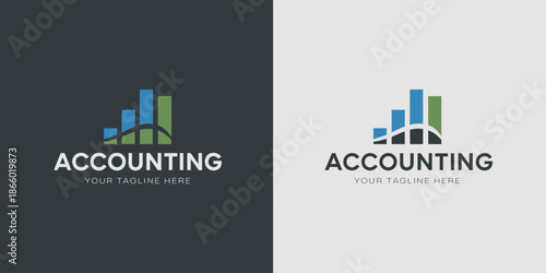 Accounting with bar chart and text on dark and light backgrounds dark background
