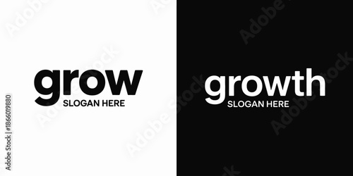 Black and white comparison with grow and growth text on different backgrounds