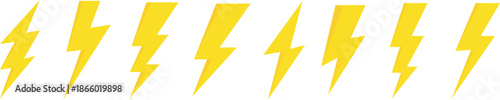flash lightning bolt icon set. Electric power symbol. Power energy sign, vector illustration