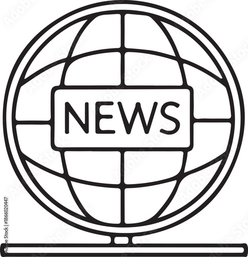News and Media Line Icon  – Television, Newspaper, radio, Broadcasting, Reporter and Journalism Icons