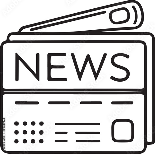 News and Media Line Icon  – Television, Newspaper, radio, Broadcasting, Reporter and Journalism Icons