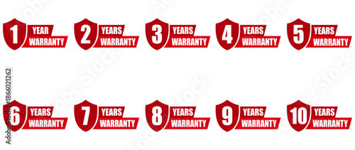 1–10 Years Warranty Stamp Icon Badge Stock Illustration