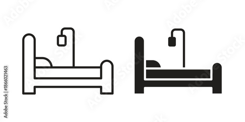 Hospital bed icons collection. Line vector sign, symbol for web and mobile