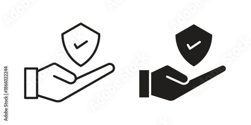 Insured icons collection. Line vector sign, symbol for web and mobile