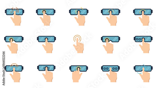 Hands Holding Virtual Reality Headsets Interacting.