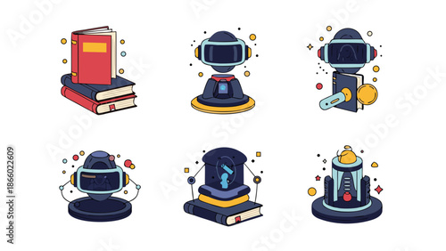 AI Reading Future Icon Set