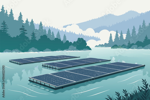 Floating Solar Reservoir Morning Mist Back