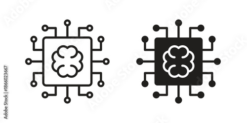 Machine learning icons collection. Line vector sign, symbol for web and mobile