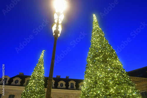 Christmas Illuminations at Place Vendôme in Paris, France at Night — January 3, 2026