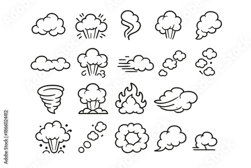 Collection of Cartoon Cloud and Smoke Icons