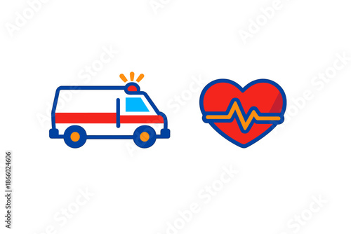 Ambulance and Heartbeat Icon