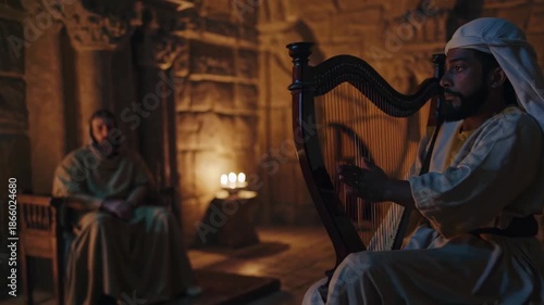 Wallpaper Mural David plays the harp for King Saul, capturing a quiet moment of music, healing, and faith. Torontodigital.ca