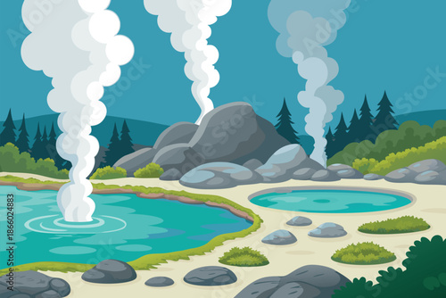 Geothermal Hot Springs Renewable Landscape
