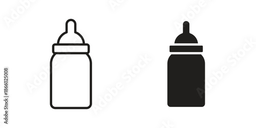 Milk bottle icons collection. Line vector sign, symbol for web and mobile