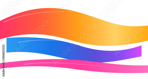 Layered Gradient Waves Pink, Blue, and Magenta Bands with Gloss