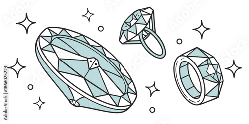 Illustration of sparkling diamonds