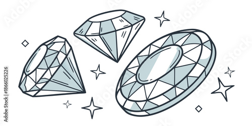 Illustration of diamonds with stars