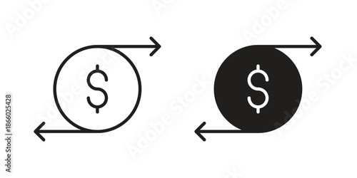 Money transfer icons collection. Line vector sign, symbol for web and mobile