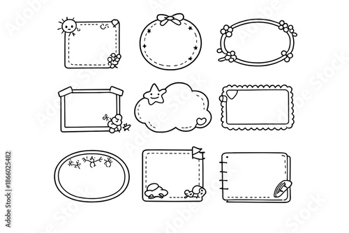 Cute Hand-Drawn Frames and Borders with Whimsical Elements