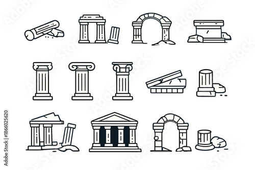 Ancient Roman Ruins Icons