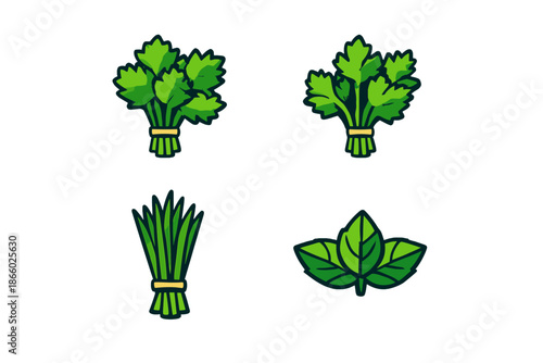 Fresh Herbs Icon Set