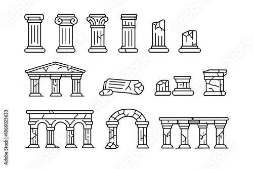 Ancient Greek Roman Columns and Ruins