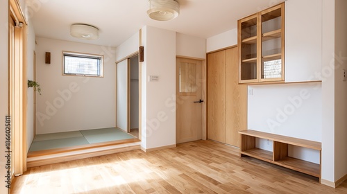 Hallway in a Japanese Home with Glass Cabinets / ガラス戸棚のある日本の家の廊下