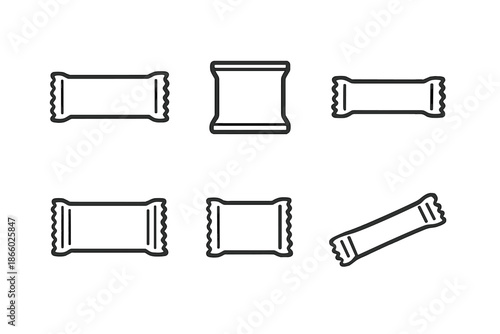 Collection of candy bar outlines on a dark gradient background