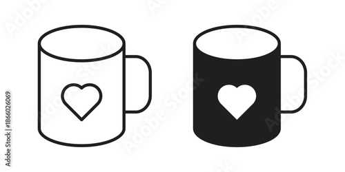 Mug icons collection. Line vector sign, symbol for web and mobile