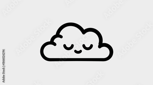 Peaceful sleeping cloud illustration icon. Cute cartoon character for dreams, calm, relaxation, and serenity. Minimalist graphic design.