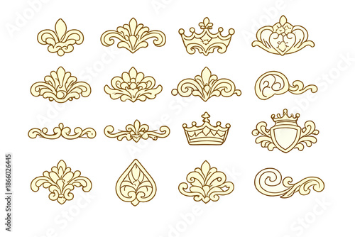 Collection of Golden Ornate Decorative Embellishments