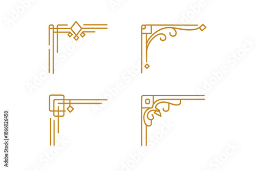 Four Art Deco Corner Ornaments with Neon Glow