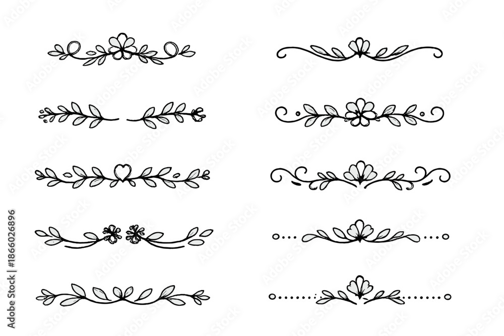 Obraz premium Elegant Floral Ornaments and Flourishes Set