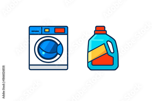 Washing machine and detergent bottle icon