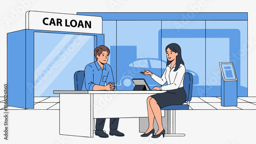 Car Loan Vector Illustration Seamlessly Applying for Automotive Financing with Expert Guidance