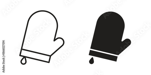 Oven mitt icons collection. Line vector sign, symbol for web and mobile