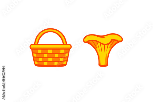 Glowing basket and mushroom icons