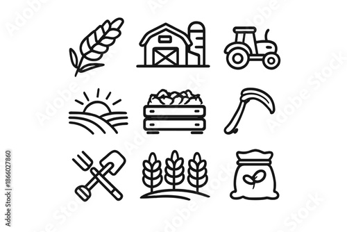 Farm Icons - Agriculture and Rural Life Symbols