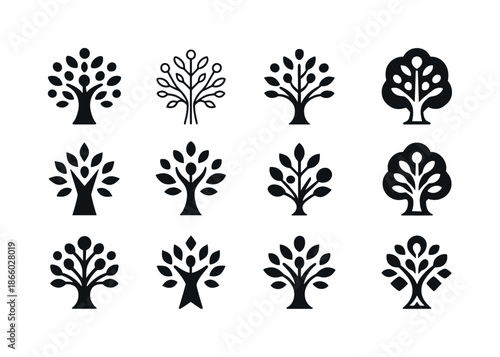 Cultural Diversity Logos. Cultural diversity. Icon set. Set Logo of cultural diversity: diversity tree. harmonious logo variations of the same emblematic