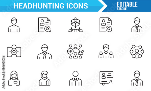 Job recruitment and employment outline icon pack