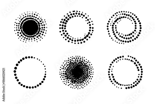 Abstract Circular Halftone Patterns on Dark Background