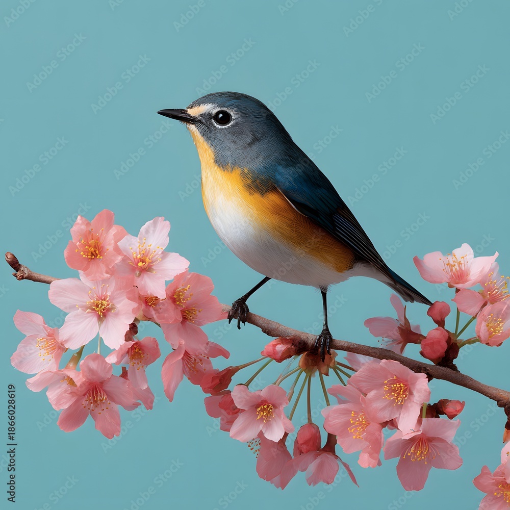 Fototapeta premium birds on a branch, generation AI 