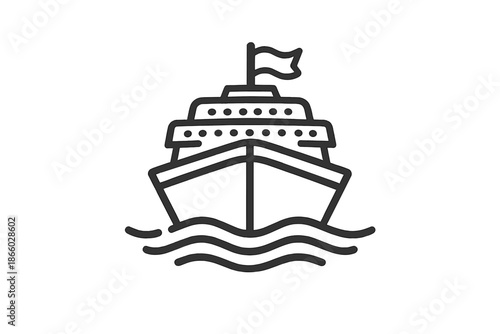 Cruise Ship Icon on Gradient Background