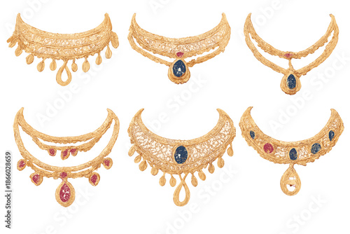 Exquisite Gold Necklaces Adorned with Gems