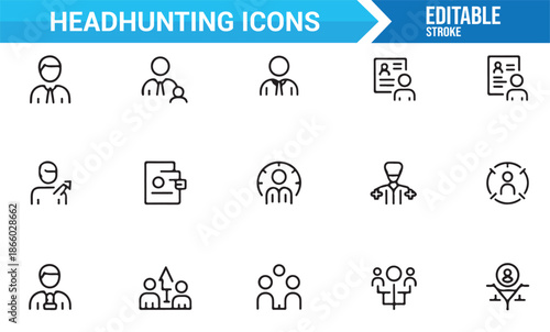 Professional recruitment and HR outline icons collection